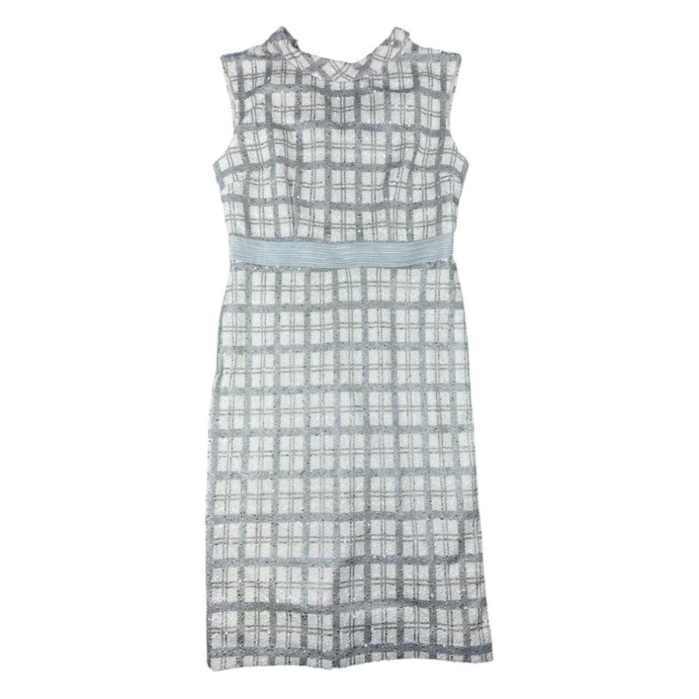 Eva Mendes New York & Co Metallic Grid Tweed Sheath Dress Women's Size 10